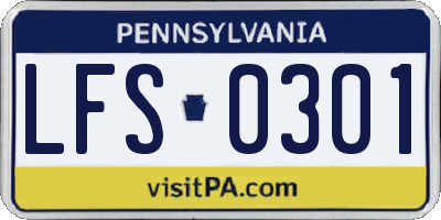 PA license plate LFS0301
