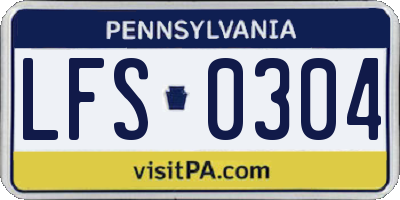 PA license plate LFS0304
