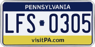 PA license plate LFS0305