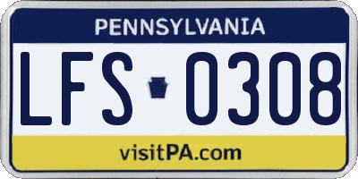 PA license plate LFS0308