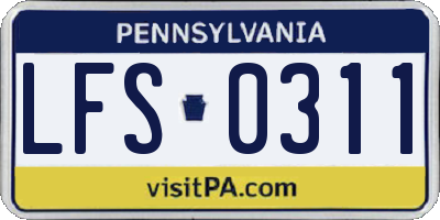PA license plate LFS0311