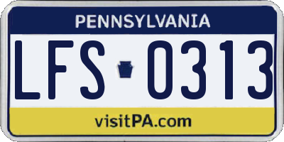 PA license plate LFS0313