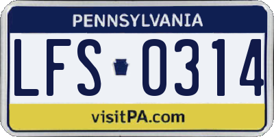 PA license plate LFS0314