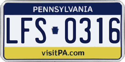 PA license plate LFS0316