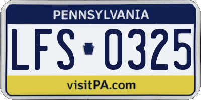PA license plate LFS0325
