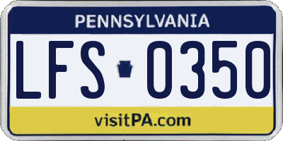 PA license plate LFS0350