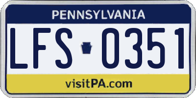 PA license plate LFS0351