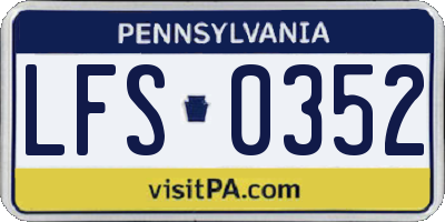 PA license plate LFS0352