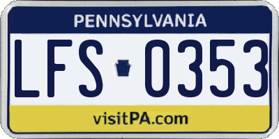 PA license plate LFS0353