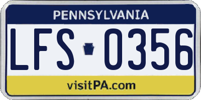 PA license plate LFS0356