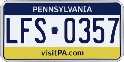 PA license plate LFS0357