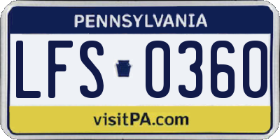 PA license plate LFS0360
