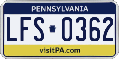 PA license plate LFS0362