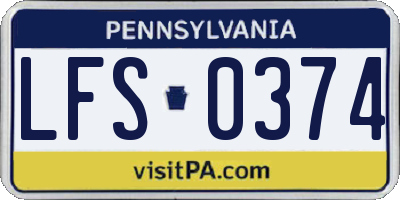 PA license plate LFS0374