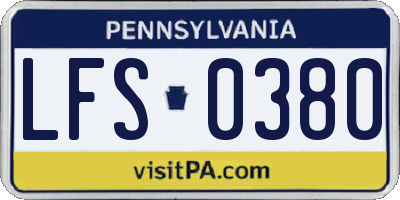 PA license plate LFS0380