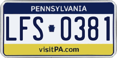 PA license plate LFS0381