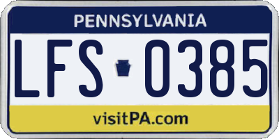 PA license plate LFS0385