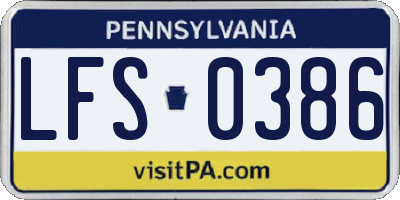 PA license plate LFS0386