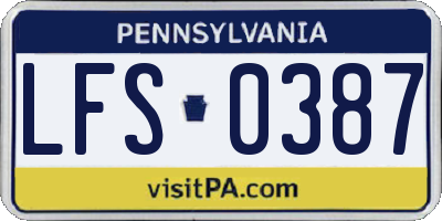 PA license plate LFS0387