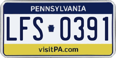 PA license plate LFS0391
