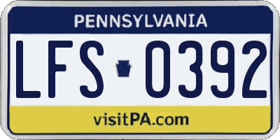 PA license plate LFS0392