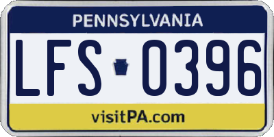 PA license plate LFS0396