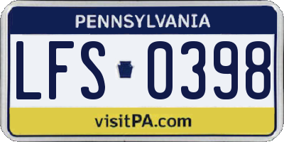 PA license plate LFS0398