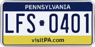 PA license plate LFS0401