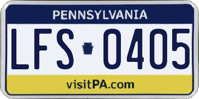 PA license plate LFS0405