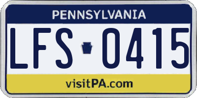 PA license plate LFS0415