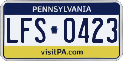 PA license plate LFS0423