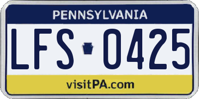 PA license plate LFS0425