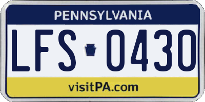 PA license plate LFS0430