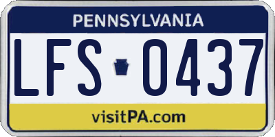PA license plate LFS0437