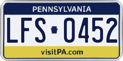 PA license plate LFS0452
