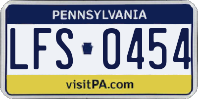 PA license plate LFS0454