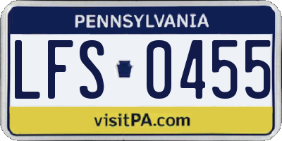 PA license plate LFS0455