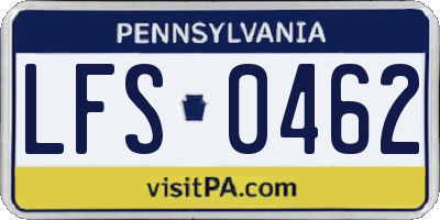PA license plate LFS0462