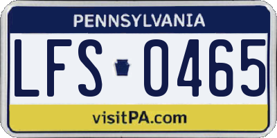 PA license plate LFS0465