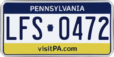 PA license plate LFS0472