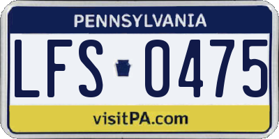 PA license plate LFS0475