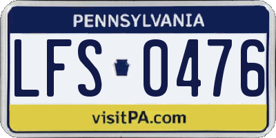 PA license plate LFS0476
