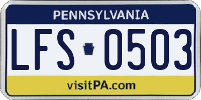 PA license plate LFS0503