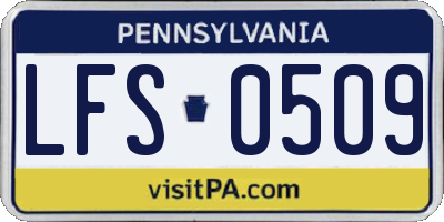 PA license plate LFS0509
