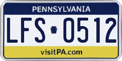 PA license plate LFS0512