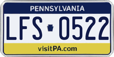 PA license plate LFS0522