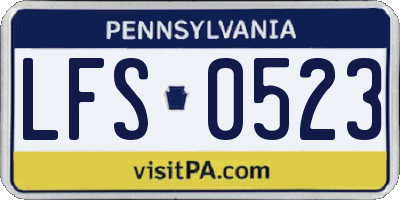 PA license plate LFS0523