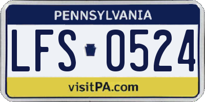 PA license plate LFS0524