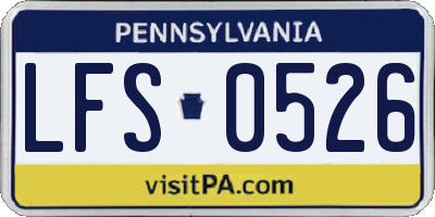 PA license plate LFS0526