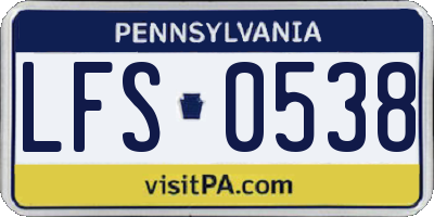 PA license plate LFS0538